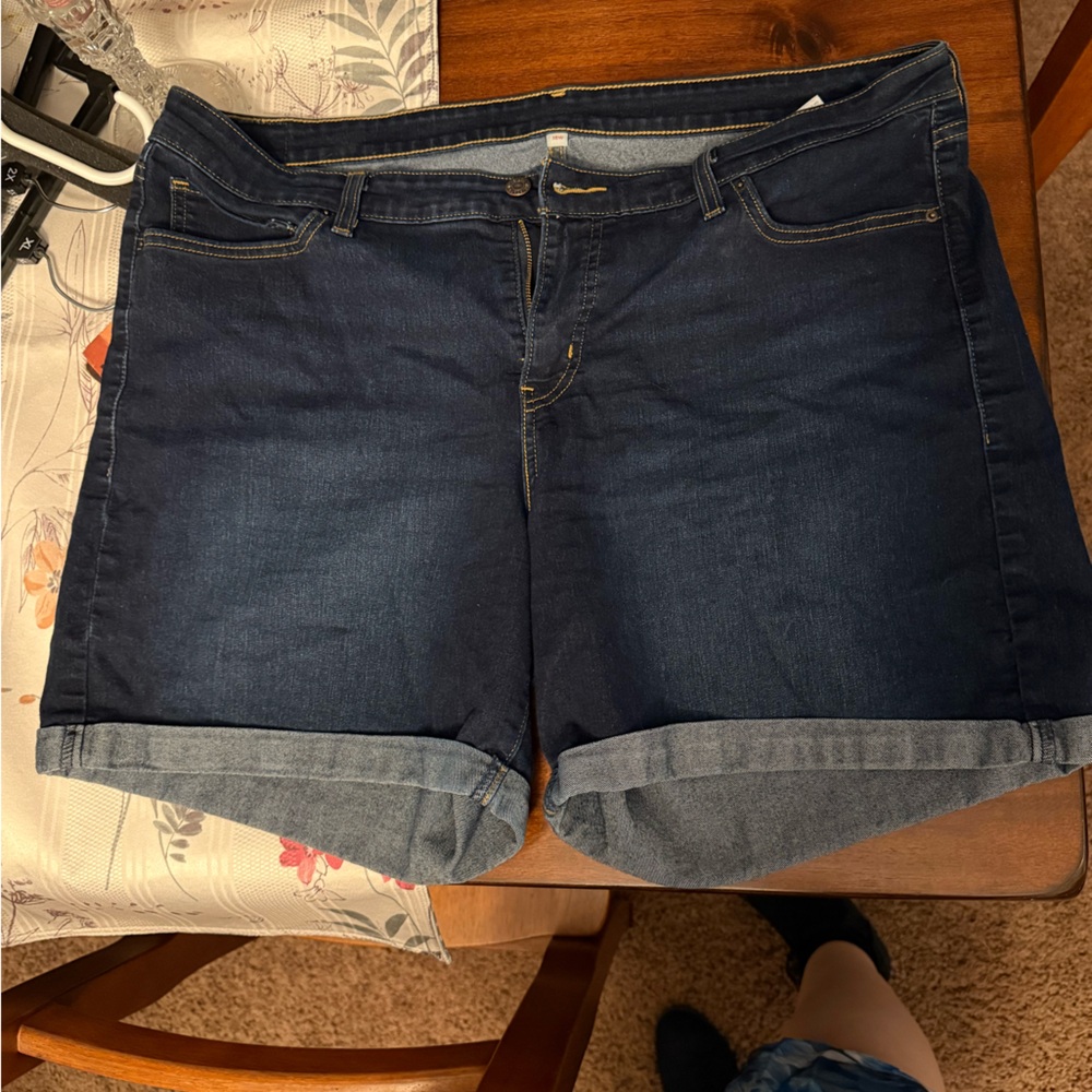 Dark Blue Denim plus size Shorts